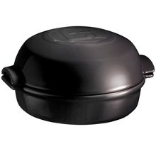 Forma Redonda com Tampa para Gratinar Emile Henry em Cerâmica 19,5x17,5 cm - Preta