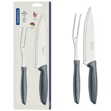 Conjunto Faca Chef e Garfo Trinchante Tramontina Plenus Cinza - 2 Peças
