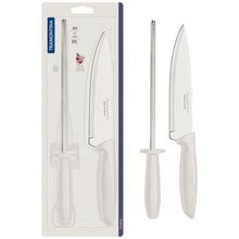 Conjunto Faca Chef e Chaira Tramontina Plenus Off-White - 2 Peças
