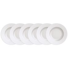 Conjunto com 6 Pratos de Sobremesa Tramontina Maria Augusta em Porcelana 21 cm - Branco