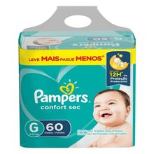 Fralda Pampers Confort Sec G 60 Unidades – Descartável, Alta Absorção