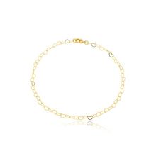 Pulseira Elo coração 3mm Banhada a Ouro 18k