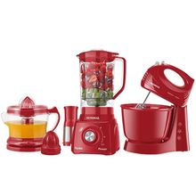 Conjunto Especial Mondial KT-105-R (Espremedor Premium + Batedeira Prática + Liquidificador Turbo Power) - Vermelho