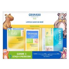 Kit Granado Bebê Tradicional Sabonete Líquido 250ml + Refil de Sabonete Líquido 250ml + Lenço Umedecido 50 unidades