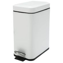 Lixeira Retangular 5 Litros Ferro Branca Slim Kala