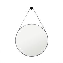 Espelho Decorativo Redondo Adnet 60cm Corino Preto Carisma