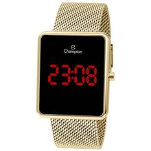 Relógio Champion Feminino Ref: Ch48180v Led Retangular Mesh Dourado