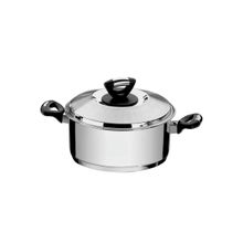 Caçarola Tramontina Solar Baquelite Rasa Aço Inox Fundo Triplo Tampa Alças Baquelite 20cm 2,9L Tramontina