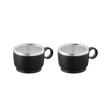 Conjunto de Xícaras para Café Tramontina Empilháveis em Aço Inox Preto e Alça Redonda 2 Peças 80 ml Tramontina