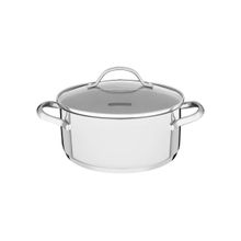 Caçarola Rasa Tramontina Una Aço Inox Fundo Triplo Tampa Vidro 20cm 2,9L Tramontina
