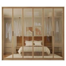 Guarda Roupa Casal 6 Portas Espelho 4 Gavetas Marrom Reflex