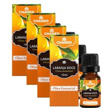 Óleo Essencial De Laranja Doce 4 Frascos 10ml    Puro Chamed