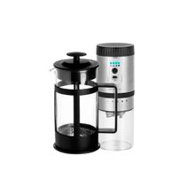 Kit Cafeteira Prensa Francesa de Vidro e Plástico 600ML e Moedor de Café Elétrico Inox e Vidro Recarregável USB