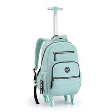 Mochila De Rodinha Com Alça Escolar Faculdade Feminina Infantil Juvenil Seanite Color Up Bolsa Menina Com Rodas 360 Verde Água