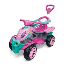 Quadriciclo Infantil Verde com Rosa com Haste Acento Pedal
