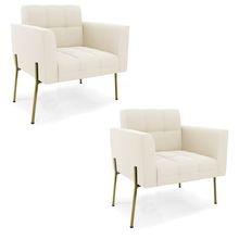 Poltrona Pé de Ferro Dourado para Sala Kit 2 Elisa Veludo D03 - D'Rossi