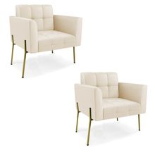 Poltrona Pé de Ferro Dourado para Sala Kit 2 Elisa Corino D03 - D'Rossi