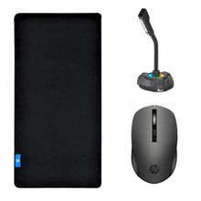 Kit Mouse Pad Speed Gamer + Mouse Óptico sem Fio + Microfone - HP
