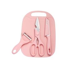 Conjunto com 4 Peças Utensílios de Cozinha Rosa Livre de BPA
