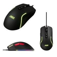 Mouse Gamer AOC Com Fio USB Preto 7200 DPI 07 Botões LED