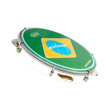 Pandeiro Izzo de 10 Polegadas em ABS Branco C/ Pele Bandeira do Brasil - AC2924