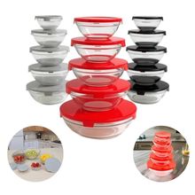 Jogo 5 Potes de Vidro c/ Tampa 120ml/200ml/330ml/450ml/900ml