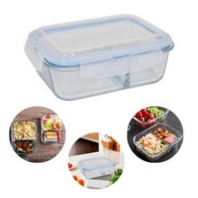 Pote de Vidro Retangular 1520ml Hermético Com Divisória