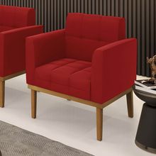 Poltrona Sala Decorativa Elisa Base Madeira Fixa Castanho Veludo Marsala D03 - D'Rossi