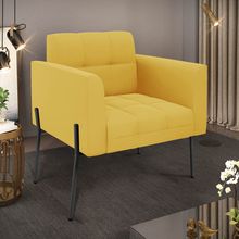 Poltrona Sala Decorativa Elisa Pé de Aço Lateral Preto Veludo Mostarda D03 - D'Rossi