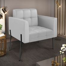 Poltrona Sala Decorativa Elisa Pé de Aço Lateral Preto Sintético Cinza D03 - D'Rossi