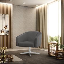 Poltrona Sala Decorativa Stella Base Giratória Cromada Sintético Grafite D03 - D'Rossi