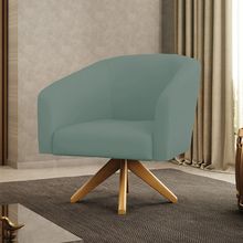 Poltrona Decorativa Stella Base de Madeira Giratória MA30 Veludo Cotelê Menta D03 - D'Rossi