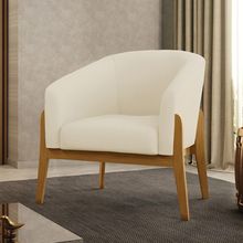 Poltrona Sala Decorativa Stella Base de Madeira Veludo Cotelê Bege D03 - D'Rossi