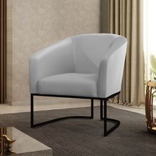 Poltrona Sala Decorativa Stella Base Industrial Preta Sintético Cinza D03 - D'Rossi