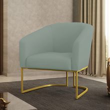 Poltrona Sala Decorativa Stella Base Industrial Dourada Veludo Cotelê Menta D03 - D'Rossi