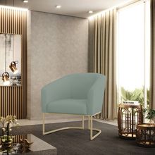 Poltrona Sala Decorativa Stella Base Industrial Champanhe Veludo Cotelê Menta D03 - D'Rossi