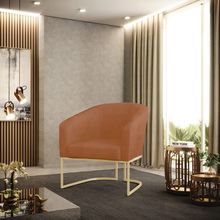 Poltrona Sala Decorativa Stella Base Industrial Champanhe Sintético PU Whisky D03 - D'Rossi