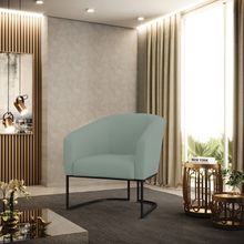 Poltrona Sala Decorativa Stella Base Industrial Preta Veludo Cotelê Menta D03 - D'Rossi
