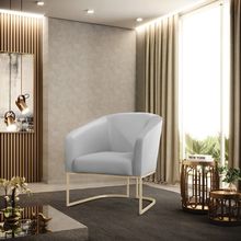 Poltrona Sala Decorativa Stella Base Industrial Champanhe Sintético D03 - D'Rossi