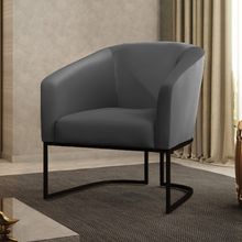 Poltrona Sala Decorativa Stella Base Industrial Preta Sintético Grafite D03 - D'Rossi