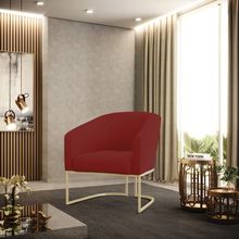 Poltrona Sala Decorativa Stella Base Industrial Champanhe Veludo Marsala D03 - D'Rossi