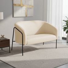 Sofá 2 Lugares Namoradeira Stella Base Industrial Alta Preta Sintético Bege D03 - D'Rossi