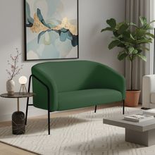 Sofá 2 Lugares Namoradeira Stella Base Industrial Alta Preta Veludo Verde D03 - D'Rossi