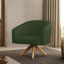 Poltrona Sala Decorativa Stella Base de Madeira Giratória MA30 Sintético PU Verde D03 - D'Rossi