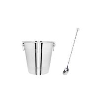 Balde de Gelo Inox e Colher Bailarina Drinks Bar Bartender