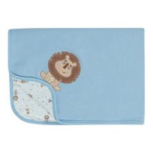 Manta Bebê em Malha Suedine Amigos no Safari Azul - Hug