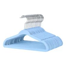 Kit 10 Unidades Cabide Infantil Veludo Azul