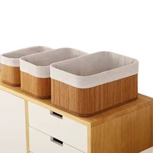 Kit com 18 Cesto Organizador em Bambu Pequeno/Médio/Grande