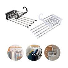 Kit 10 Cabides Aço Inox com 5 Divisórias Retrátil Multiuso