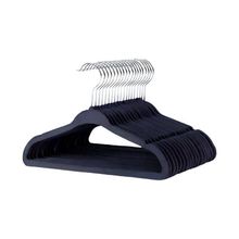 Kit com 30 Cabides Slim Veludo Infantil Preto Gancho Metal